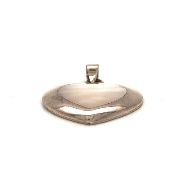 Estate Sterling‎ Silver & Mother of Pearl Heart Pendant! 94 - Picture 4 of 6
